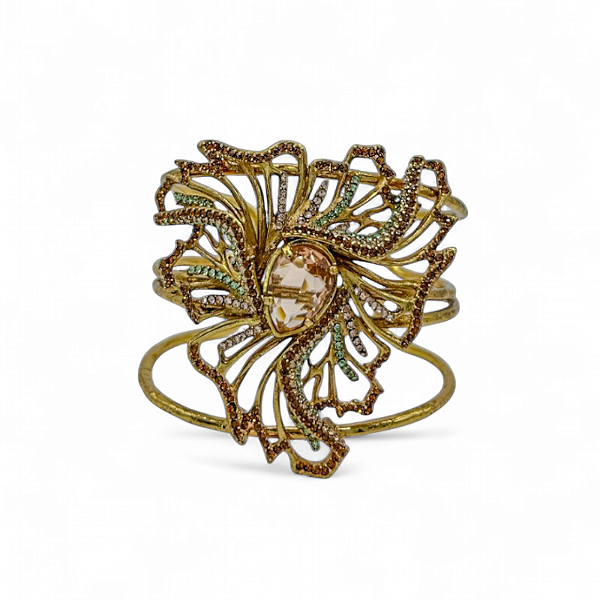 Bracelete Claudia Arbex cristais coloridos ouro vintage