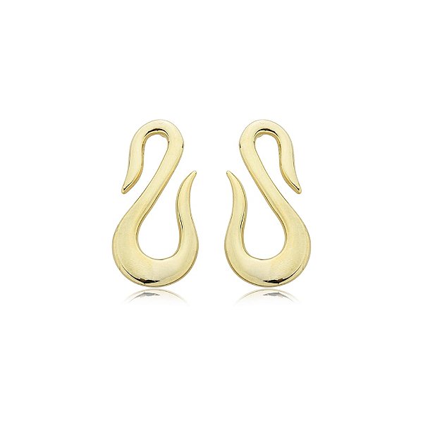 Brinco curvado ouro semijoia 49243
