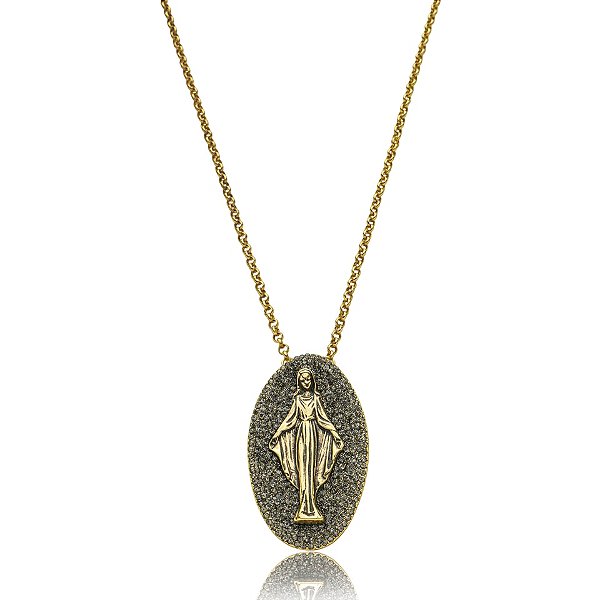 Colar Nino Bran Nossa Senhora ouro vintage semijoia