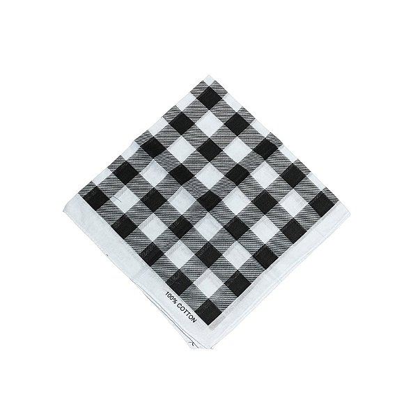 Lenço bandana quadriculado preto e branco