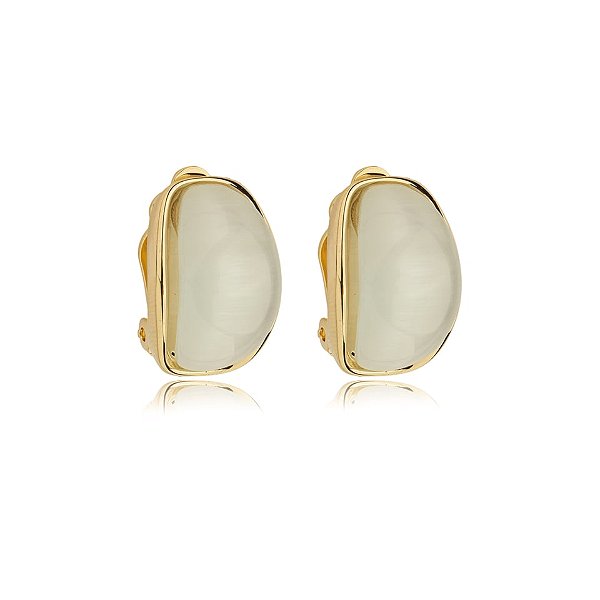 Brinco pressão curvado olho de gato ouro semijoia BA 7665