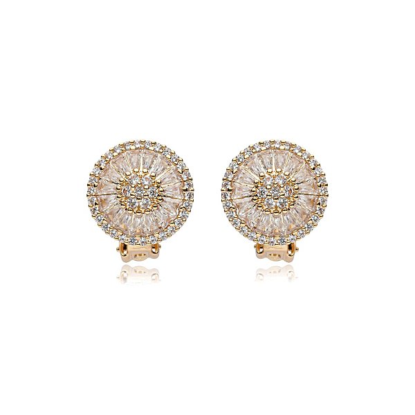 Brinco pressão pizza zircônia ouro semijoia 18k06004