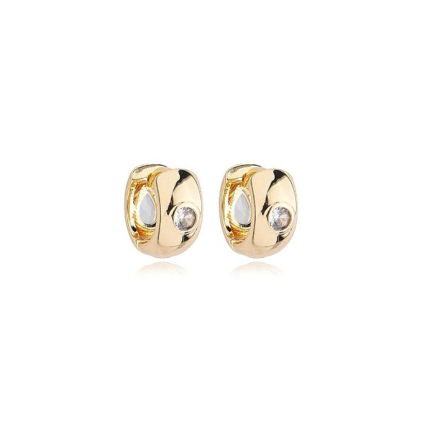 Brinco argolinha zircônia ouro semijoia  24k19015