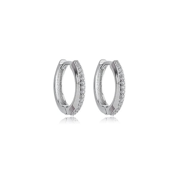 Brinco argolinha fina zircônia ródio semijoia 24a08013