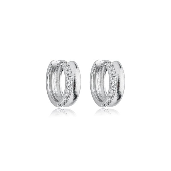 Brinco argolinha zircônia ródio fosco semijoia 24a07002