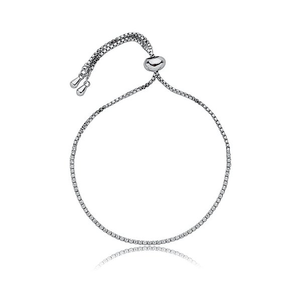 Pulseira gravatinha fina zircônia ródio semijoia 24k20080