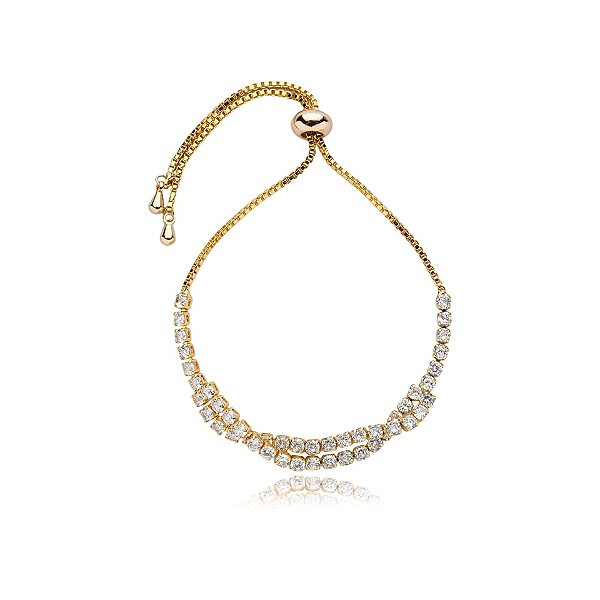 Pulseira gravatinha zircônia ouro semijoia 24k20087