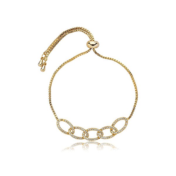 Pulseira gravatinha elos zircônia ouro semijoia 24k20085