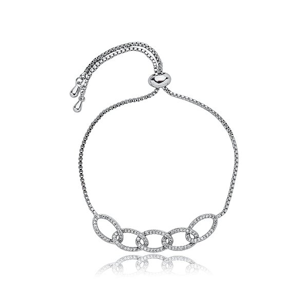Pulseira gravatinha elos zircônia ródio semijoia 24k20085