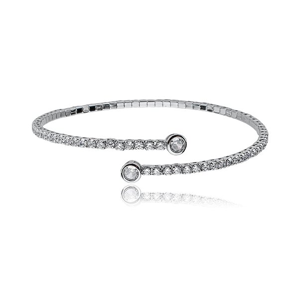 Pulseira aro flexível zircônia ródio semijoia 24k19069