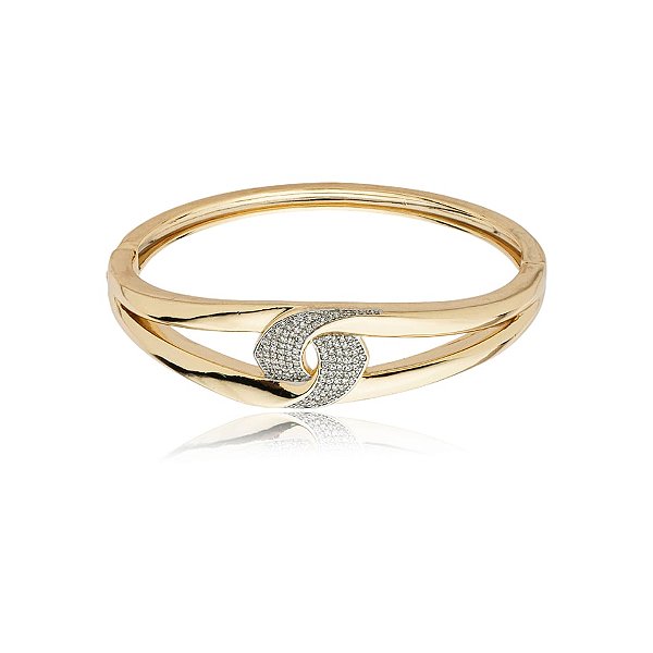 Bracelete elos zircônia ouro semijoia PU 1306