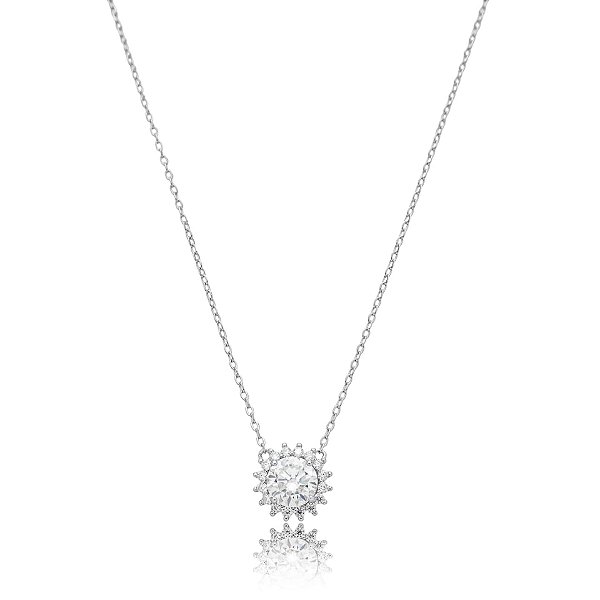Colar Elaine Palma flor solaris moissanite prata 925