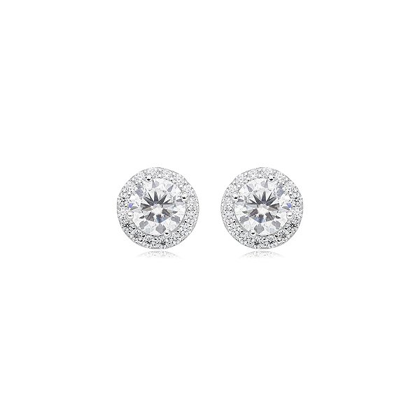 Brinco Elaine Palma redondo glam moissanite prata 925 6 mm