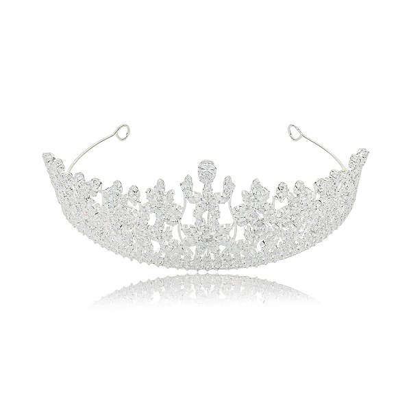 Tiara coroa noiva cristais prateado