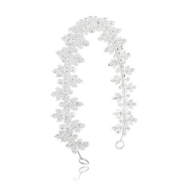 Tiara coroa noiva pérolas cristais prateado