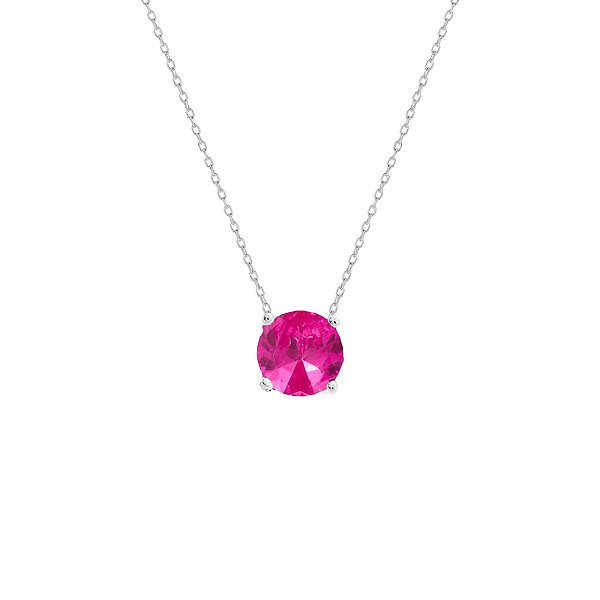 Colar corrente cristal safira pink prata 925
