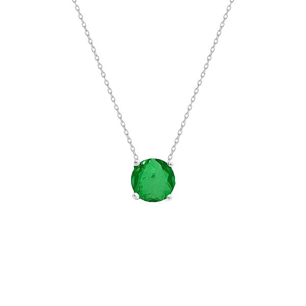 Colar corrente cristal esmeralda fusion prata 925