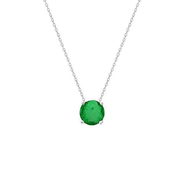 Colar corrente cristal esmeralda fusion prata 925