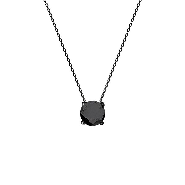 Colar corrente cristal preto ródio negro prata 925