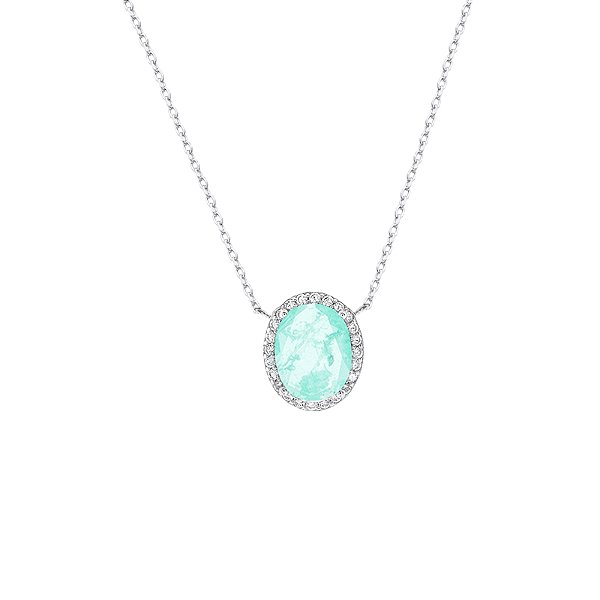 Colar corrente oval esmeralda colombiana prata 925