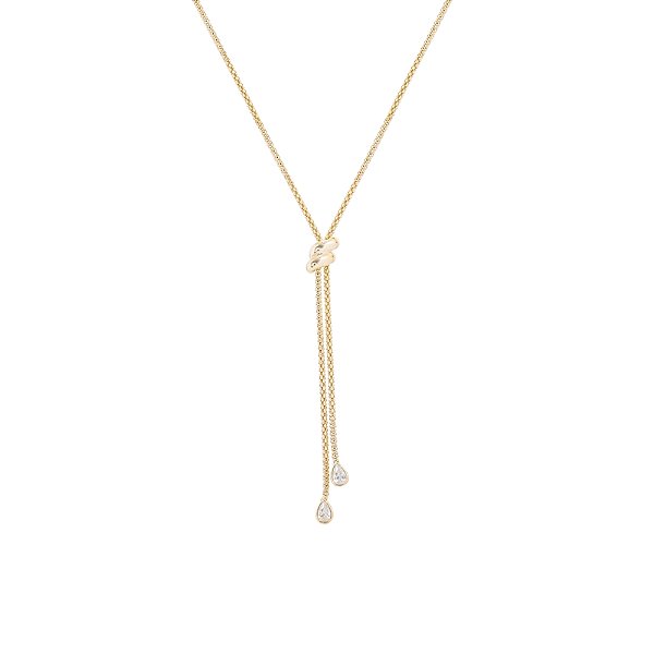 Colar corrente zircônia gota ouro prata 925
