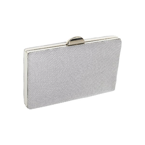 Clutch retangular tecido cinza E-3
