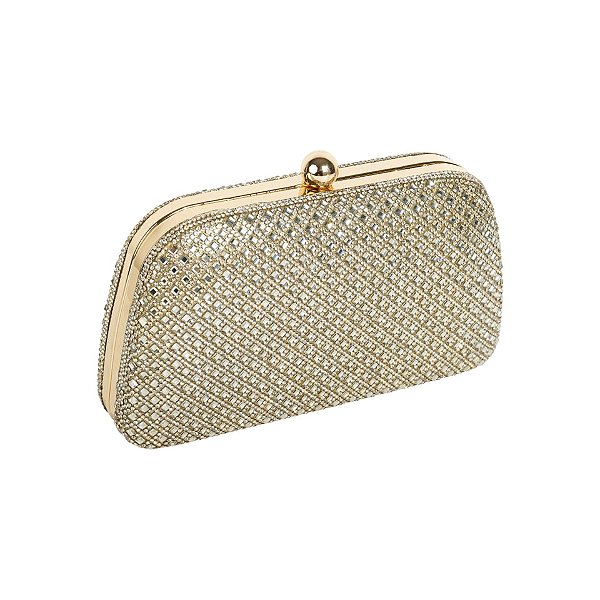 Clutch trapézio cristais dourado FSS-65