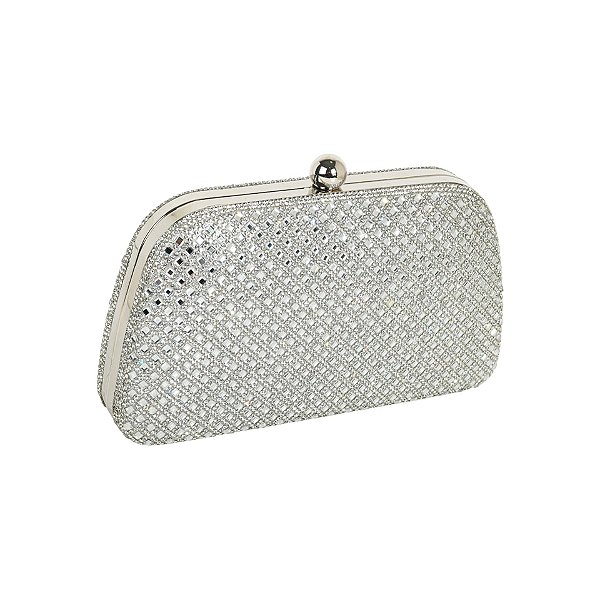 Clutch trapézio cristais prateado FSS-65