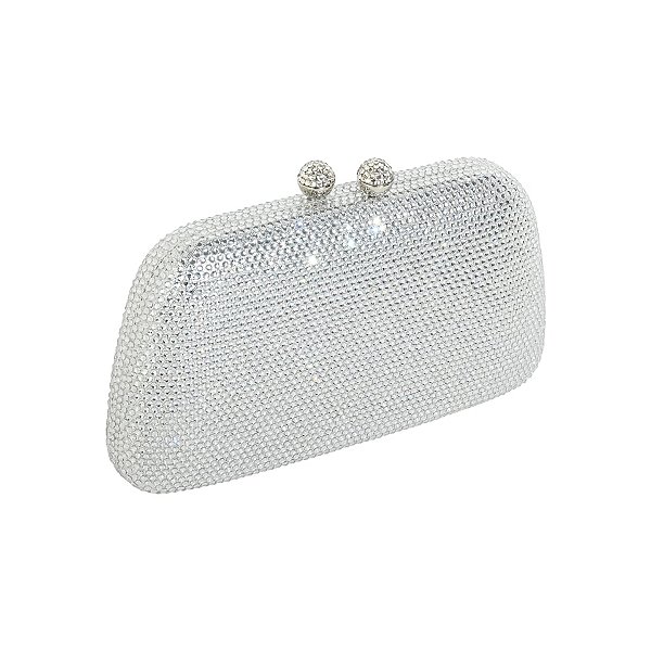 Clutch trapézio strass prateado S-284