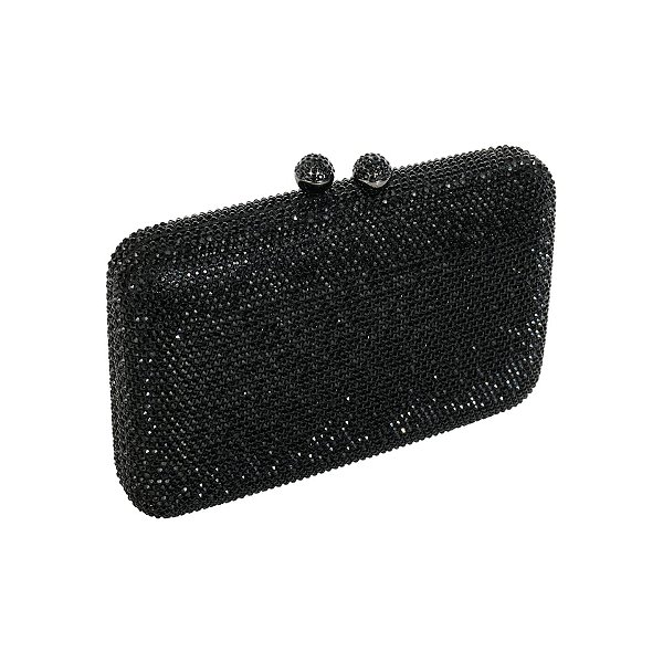 Clutch retangular strass preto S-283