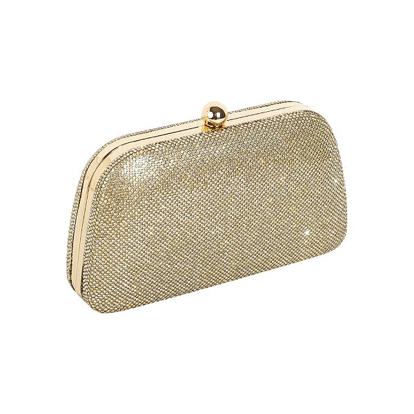 Clutch trapézio strass dourada FSS-60