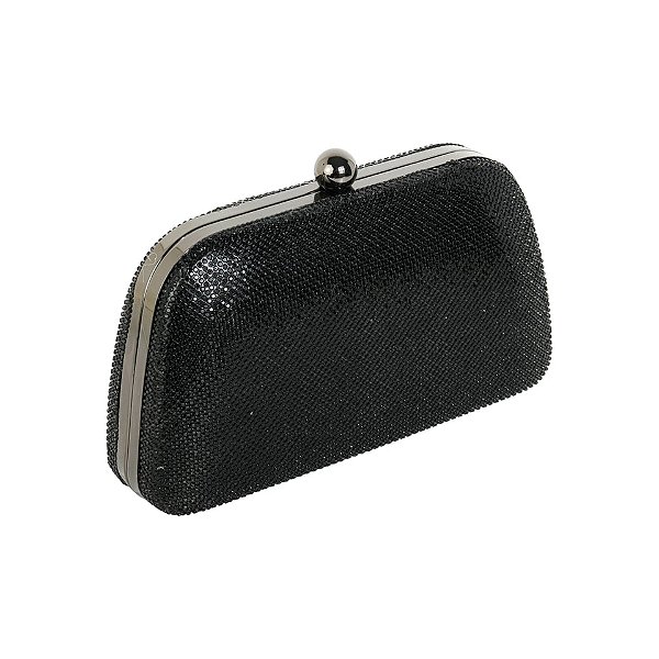 Clutch trapézio strass preto FSS-60