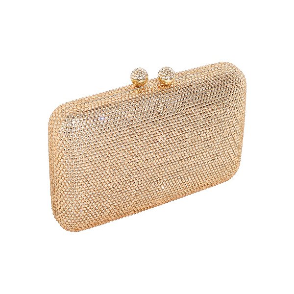 Clutch retangular strass champanhe S-283