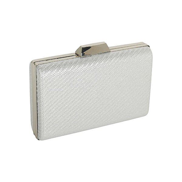 Clutch retangular texturizado prateada K-88