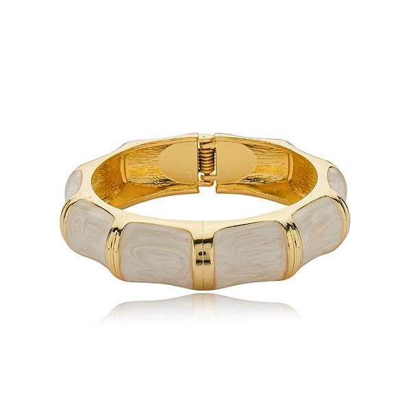 Bracelete Mariana Amaral resina bege marble