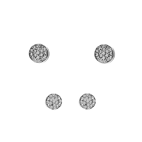 Kit 2 brincos Hector Albertazzi redondo cristais black diamond prata boho