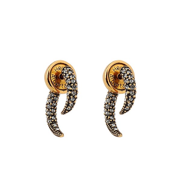 Brinco Hector Albertazzi mini safari strass ouro vintage