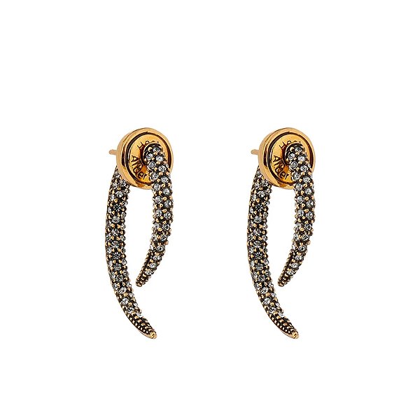 Brinco Hector Albertazzi slim safari strass ouro vintage