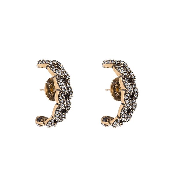 Brinco ear hook Hector Albertazzi grumê black diamond ouro vintage