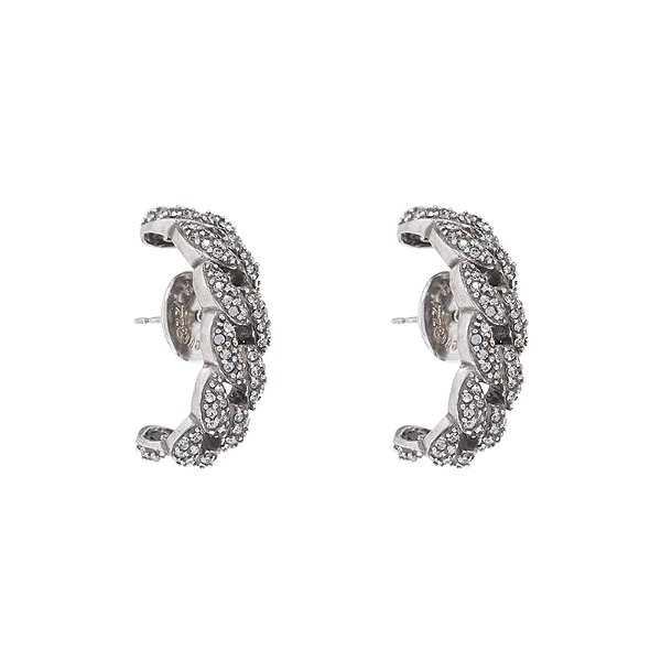 Brinco ear hook Hector Albertazzi grumê black diamond prata boho