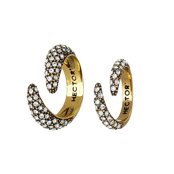 Kit 2 anéis Hector Albertazzi safari cristais ouro vintage