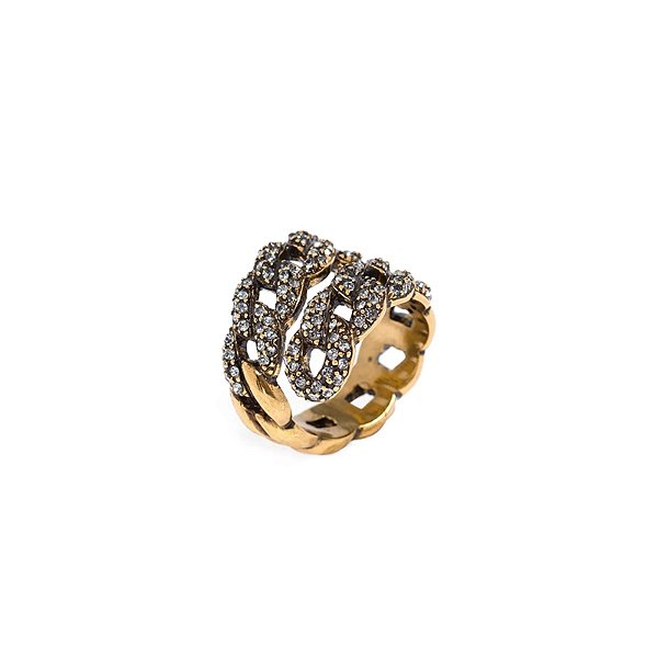 Anel Hector Albertazzi light grume cristal ouro vintage
