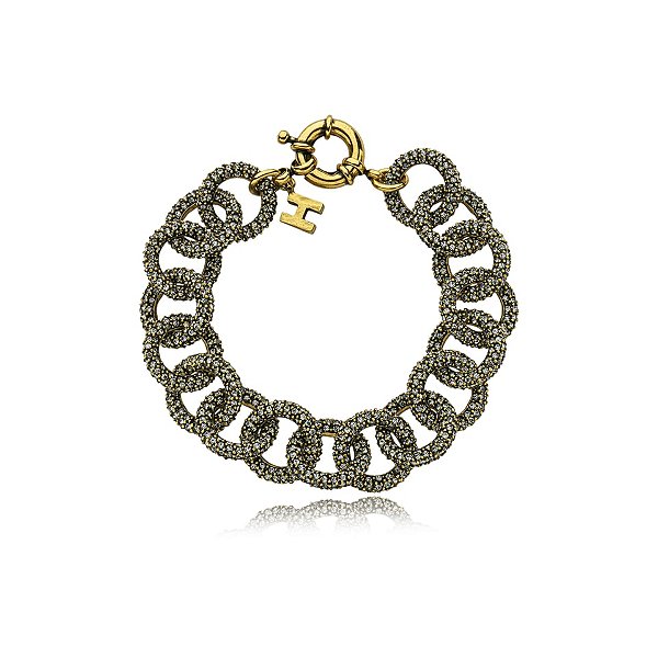 Pulseira Hector Albertazzi elos new york strass ouro vintage