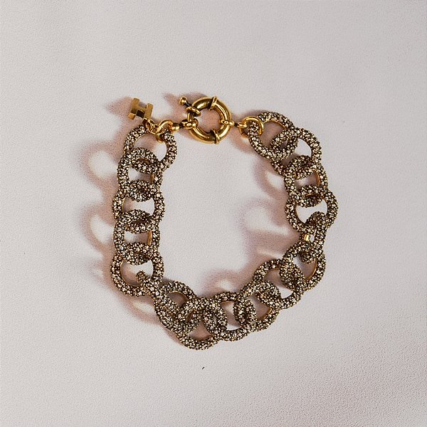Pulseira Hector Albertazzi elos new york strass ouro vintage