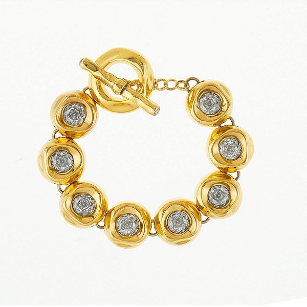 Pulseira Hector Albertazzi zircônias ouro vintage