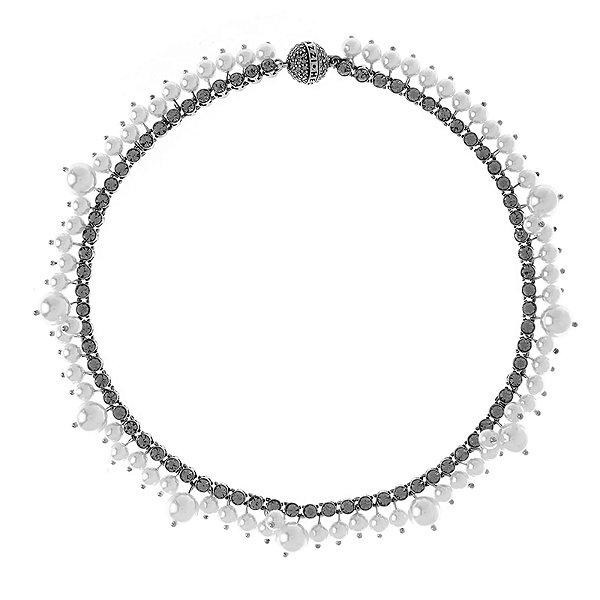 Colar Hector Albertazzi pérolas cristais prata boho