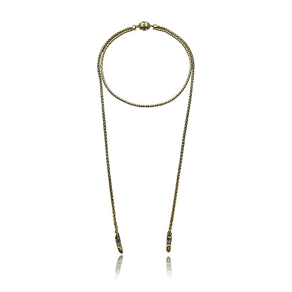 Colar Hector Albertazzi ponta dupla cristais ouro vintage