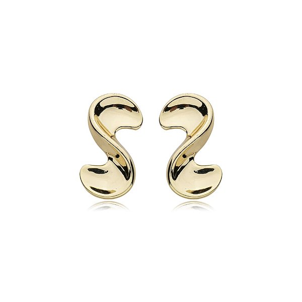 Brinco curvado liso ouro semijoia