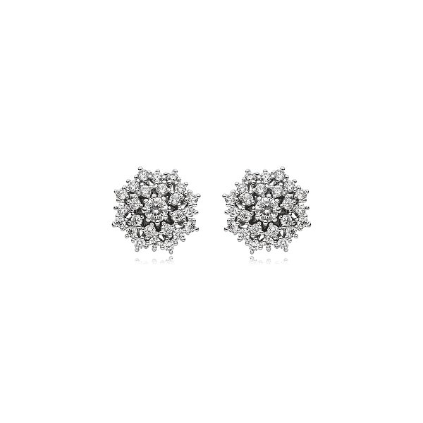 Brinco flor zircônia ródio semijoia