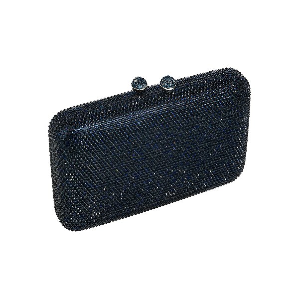 Clutch retangular strass azul S-283